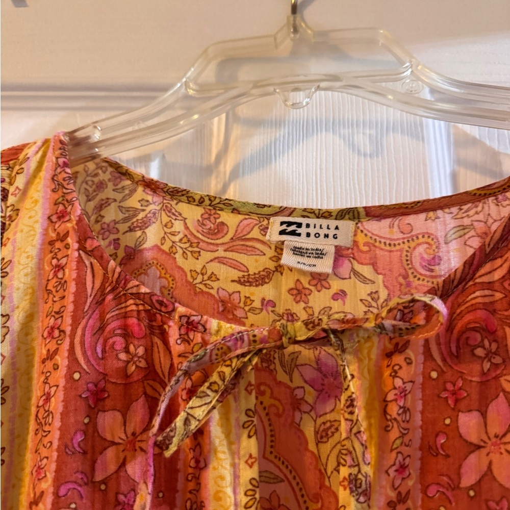 Billabong Pink and Yellow Paisley Peasant Dress - Picture 4 of 6